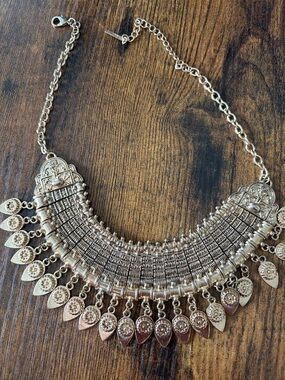 Statement Gold-Tone Bohemian Bib Necklace - Gold